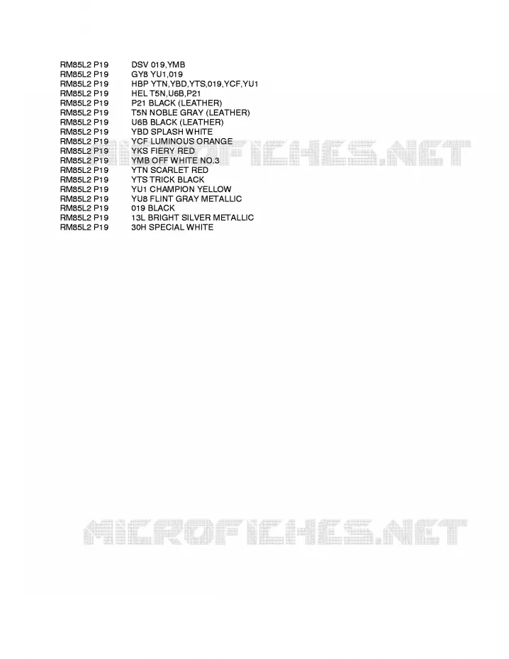 * CHARTE COULEUR * Suzuki MOTO 85 RM 2012  RM85L2(P19)