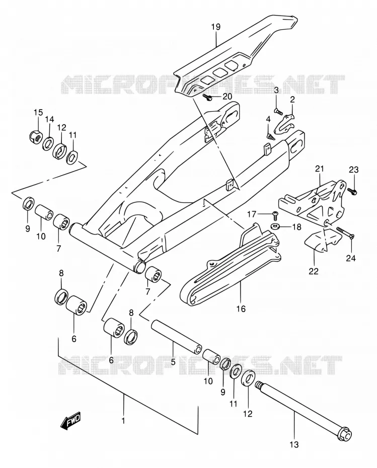 BRAS OSCILLANT ARRIERE Suzuki MOTO 650 DR 2001  DR650SE K1 (E03,E28,E33)