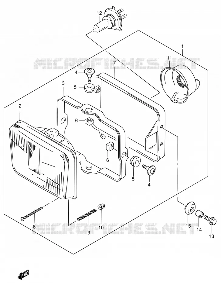 PHARE (MODELE K1 E24) Suzuki MOTO 650 DR 2001  DR650SEK1(E54)