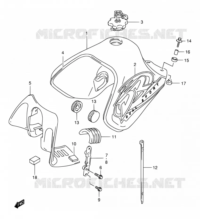 RESERVOIR D'ESSENCE (MODELE K1) Suzuki MOTO 650 DR 2001  DR650SEK1(E54)