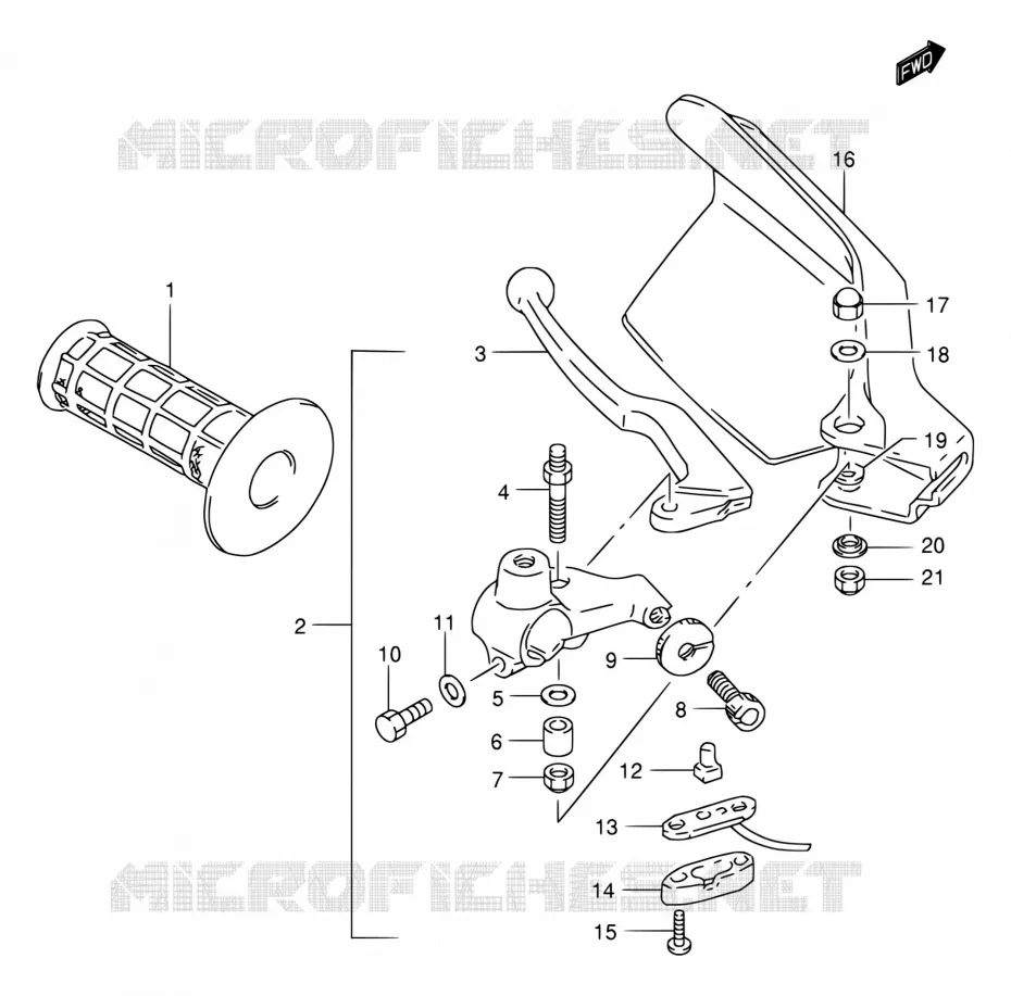 ENSEMBLE LEVIER - POIGNEE GAUCHE Suzuki MOTO 650 DR 2004  DR650SEK4(E24)