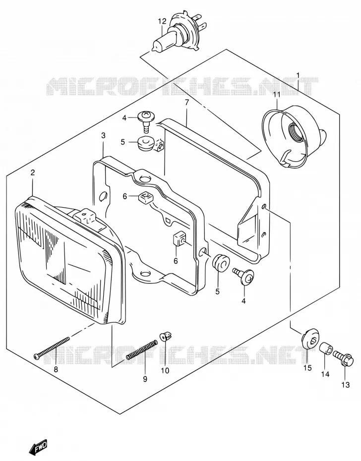 PHARE (MODELE K1 E24) Suzuki MOTO 650 DR 2004  DR650SEK4(E24)