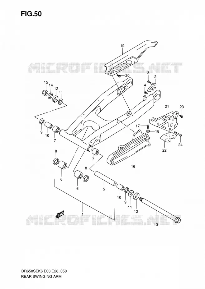 BRAS OSCILLANT ARRIERE Suzuki MOTO 650 DR 2006  DR650SE K6 (E03,E28,E33)