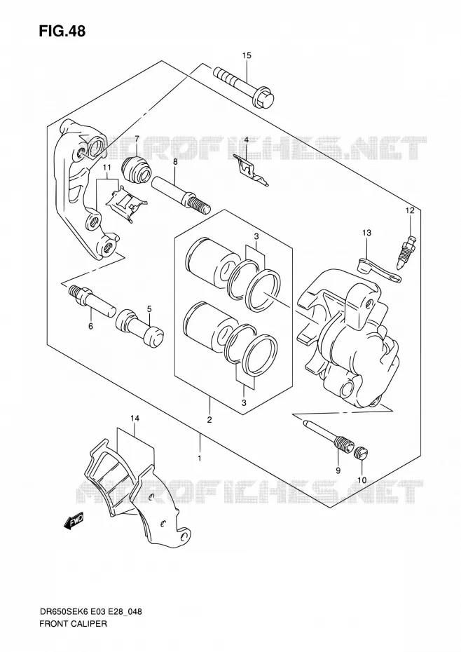 ETRIER DE FREIN AVANT Suzuki MOTO 650 DR 2010  DR650SE L0 (E03,E28,E33)