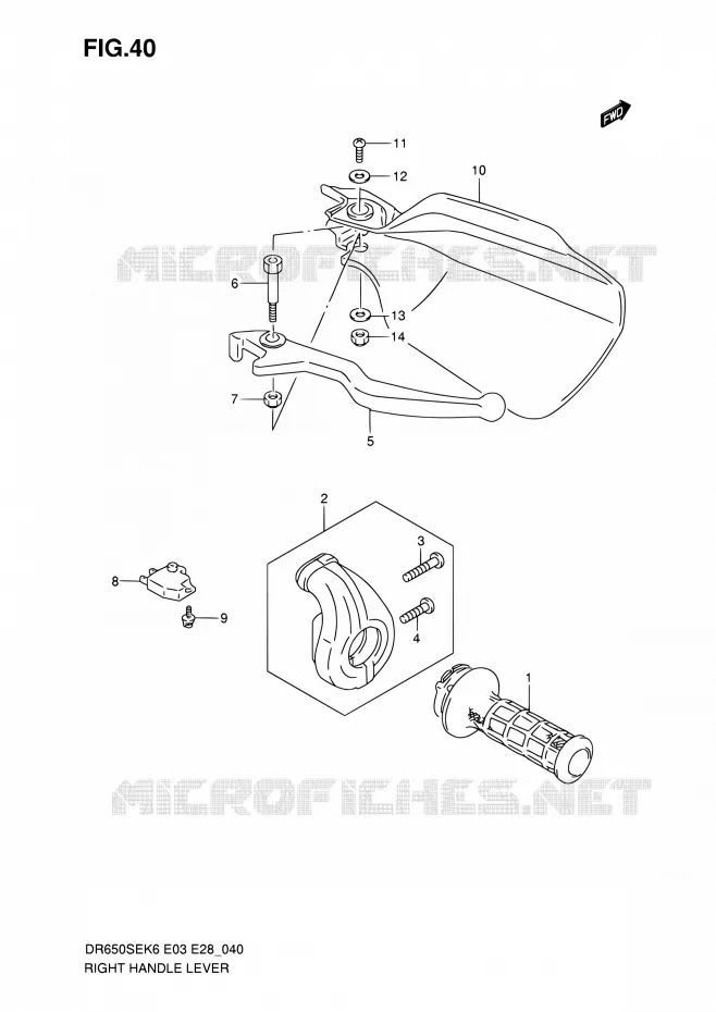 LEVIER DROIT Suzuki MOTO 650 DR 2010  DR650SE L0 (E03,E28,E33)