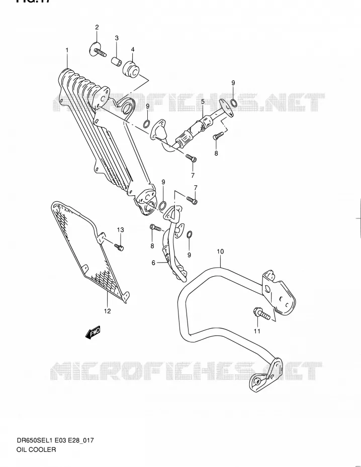 RADIATEUR D'HUILE Suzuki MOTO 650 DR 2011  DR650SE L1 (E03,E28,E33)
