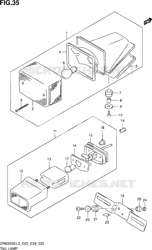 FEU ARRIERE (DR650SEL3 E03) Suzuki MOTO 650 DR 2013  DR650SE L3 (E03,E28,E33)
