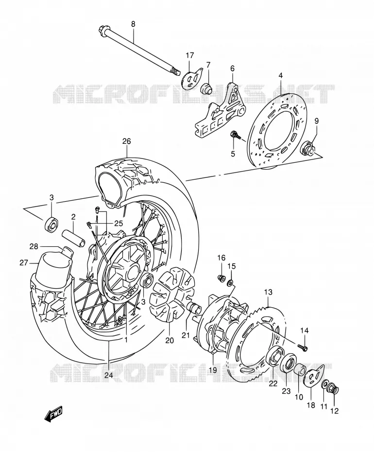 ROUE ARRIERE Suzuki MOTO 800 DR 1994  DR800S R/DR800SU R