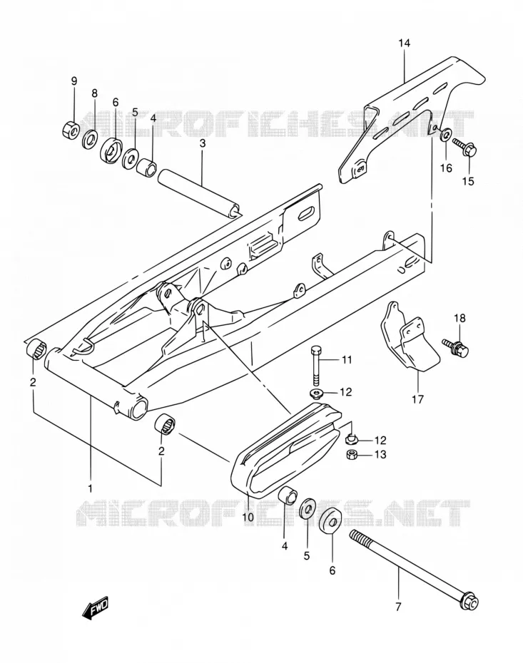 BRAS OSCILLANT ARRIERE Suzuki MOTO 800 DR 1995  DR800S S/DR800SU S