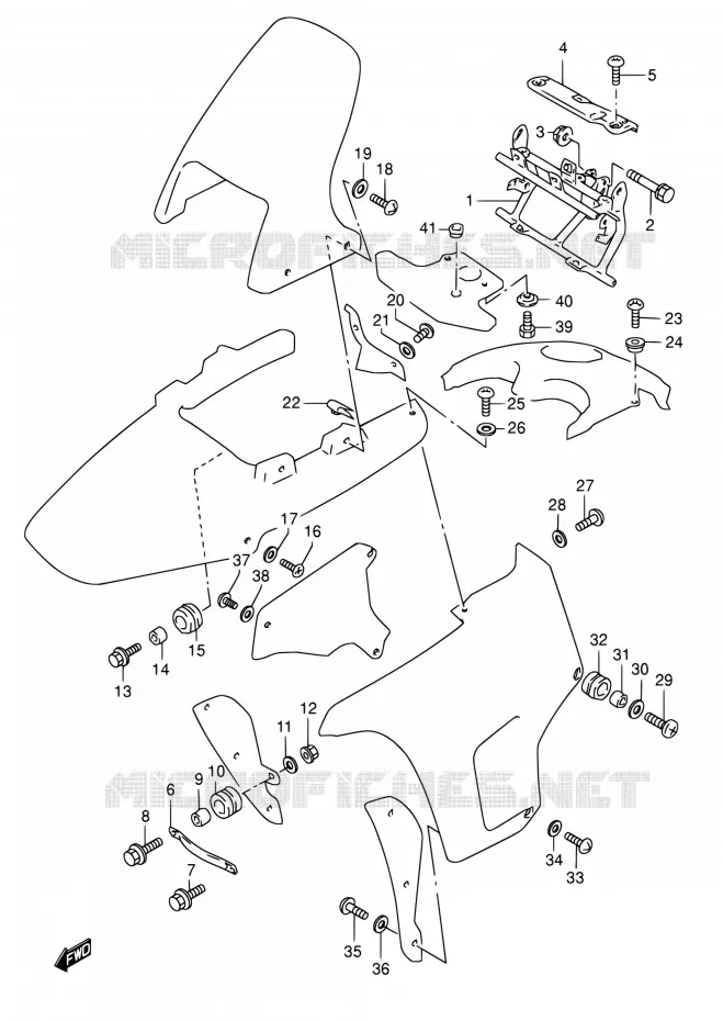 CARENAGES ET SUPPORTS AVANT Suzuki MOTO 800 DR 1995  DR800S S/DR800SU S