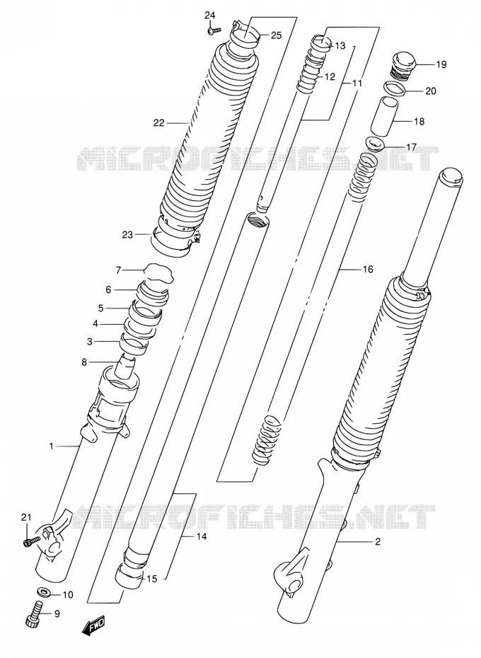 FOURCHE AVANT Suzuki MOTO 800 DR 1995  DR800S S/DR800SU S