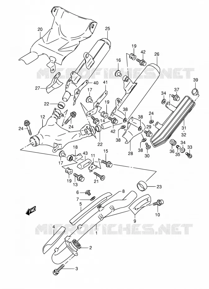 SILENCIEUX (MODELE N/P/R/S/T) Suzuki MOTO 800 DR 1995  DR800S S/DR800SU S