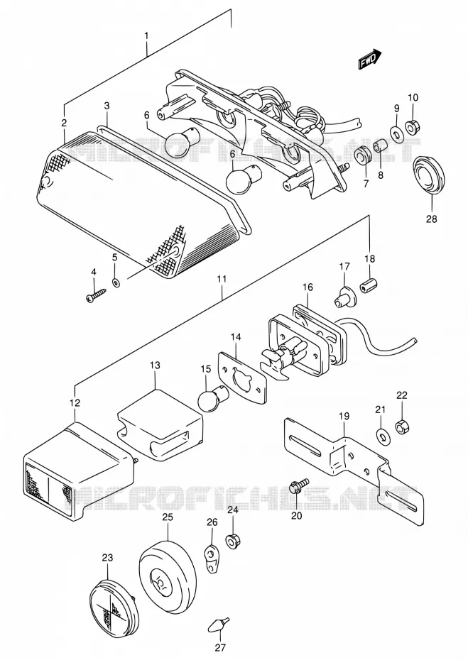 ENSEMBLE FEU ARRIERE Suzuki MOTO 800 DR 1997  DR800S V/DR800SU V