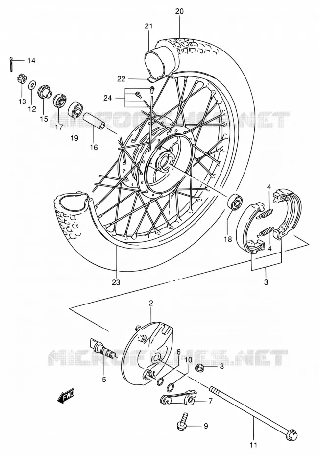 ROUE AVANT Suzuki MOTO 80 DS 1996  DS80 T (E03,E28,E33)