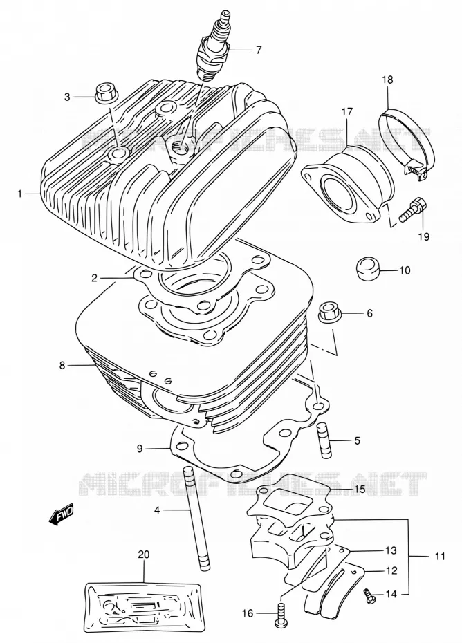 CYLINDRE Suzuki MOTO 80 DS 1999  DS80 W (E03,E28,E33)
