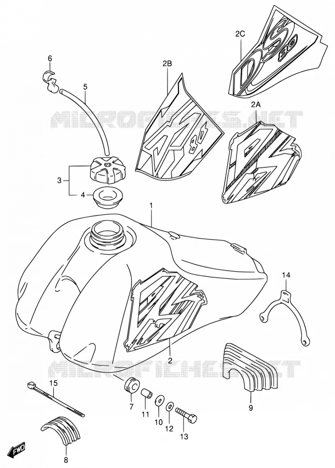 RESERVOIR D'ESSENCE (MODELE T/V/W/X) Suzuki MOTO 80 DS 1998  DS80 W (E03,E28,E33)