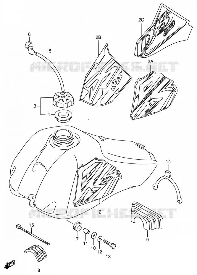 RESERVOIR D'ESSENCE (MODELE T/V/W/X) Suzuki MOTO 80 DS 1999  DS80 W (E03,E28,E33)