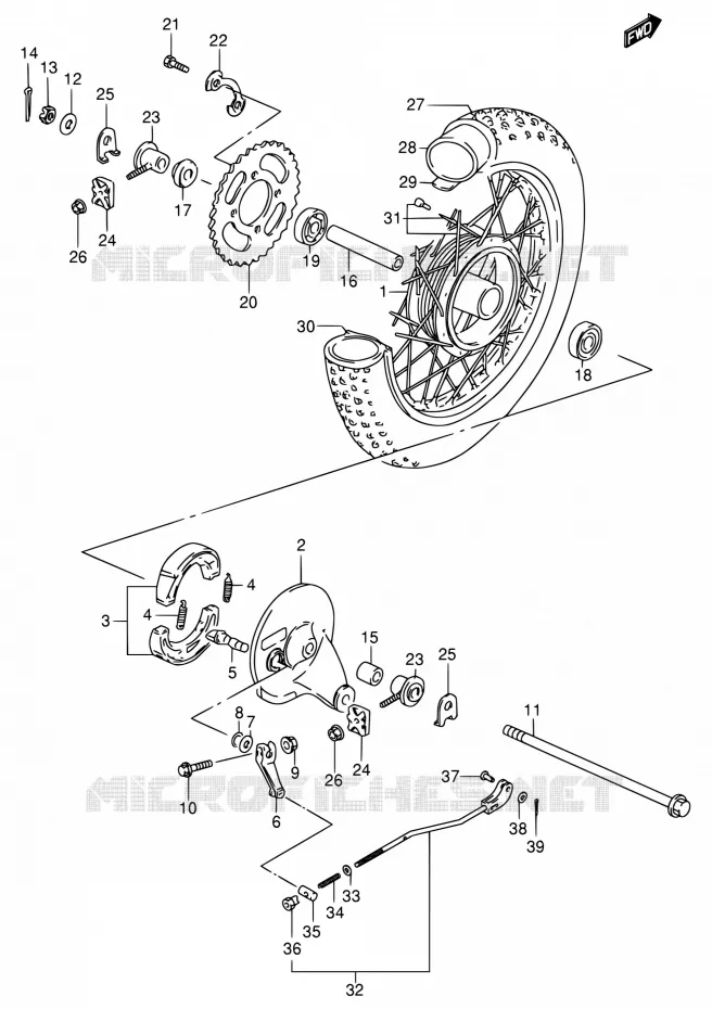 ROUE ARRIERE Suzuki MOTO 80 DS 1999  DS80 W (E03,E28,E33)