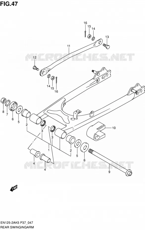 BRAS OSCILLANT ARRIERE (MODELE K5/K6) Suzuki MOTO 125 EN 2006  EN125-2AK6(P37)