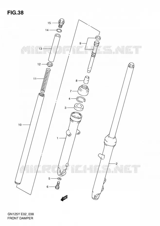 AMORTISSEUR AVANT Suzuki MOTO 125 GN 1997  GN125 V/GN125E V/GN125U V