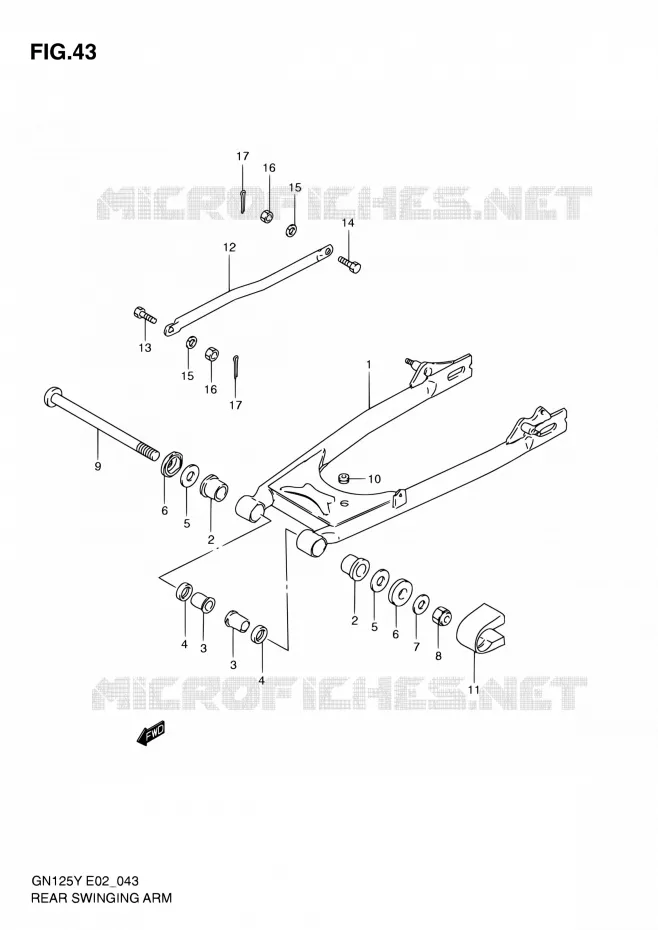 BRAS OSCILLANT ARRIERE Suzuki MOTO 125 GN 1998  GN125 W/GN125E W/GN125U W