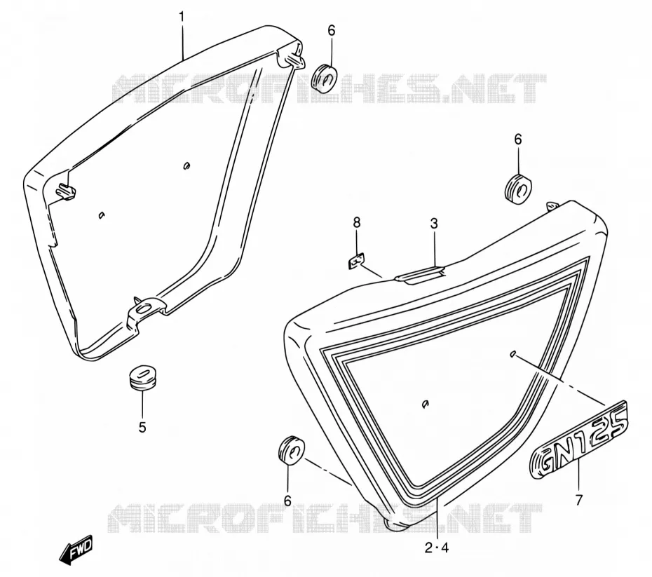 CARENAGES ARRIERE  (MODELE D/K/M/N/R) Suzuki MOTO 125 GN 1992  GN125EN(E30)
