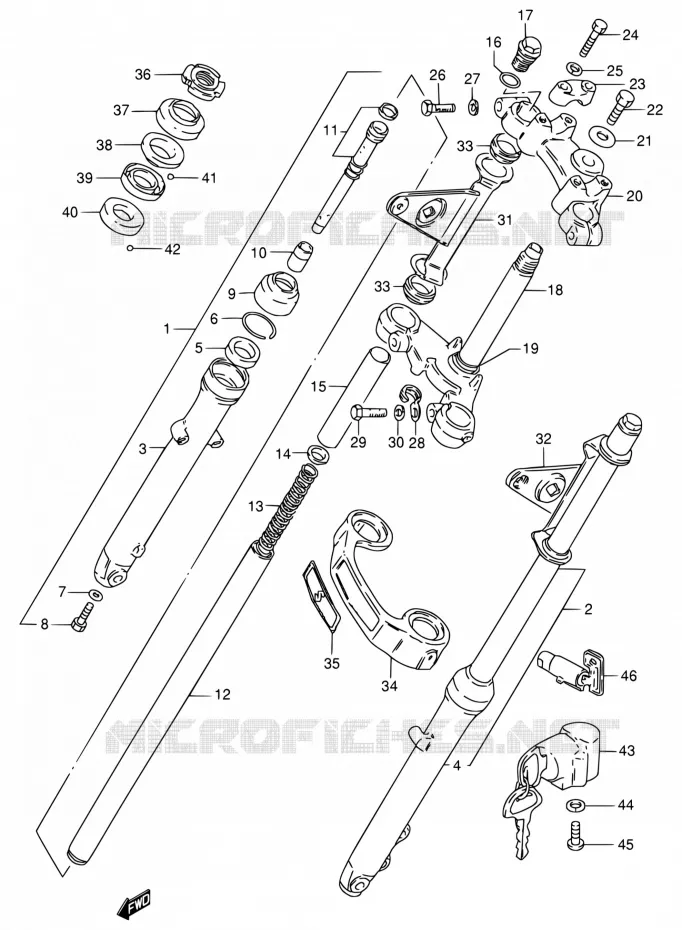 FOURCHE AVANT Suzuki MOTO 125 GN 1992  GN125EN(E30)