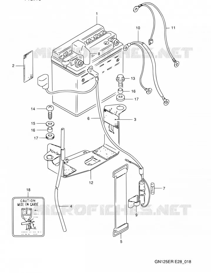 BATTERIE Suzuki MOTO 125 GN 1993  GN125E P (E03,E28,E33)