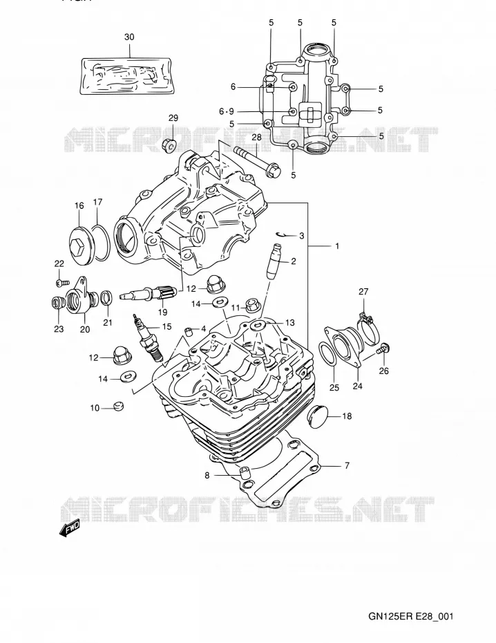 CULASSE Suzuki MOTO 125 GN 1994  GN125E R (E03,E28,E33)