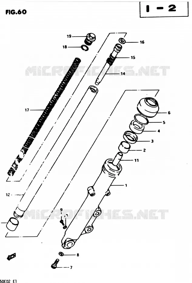 AMORTISSEUR AVANT DROIT Suzuki MOTO 450 GS-E 1982  GS450EZ