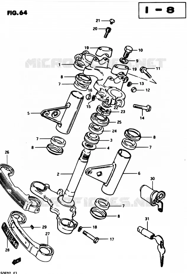 COLONNE DE DIRECTION Suzuki MOTO 450 GS-E 1982  GS450EZ