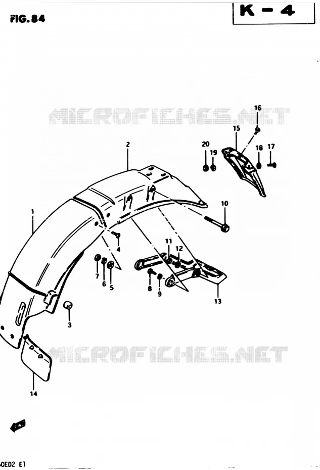 GARDE BOUE ARRIERE Suzuki MOTO 450 GS-E 1982  GS450EZ
