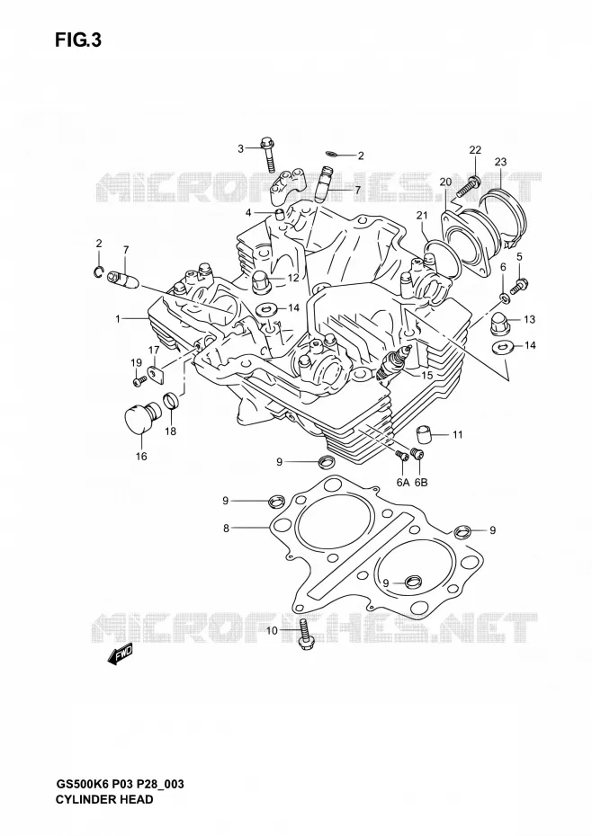 CULASSE Suzuki MOTO 500 GS-E 2003  GS500 K3 (P03,P28,P33)