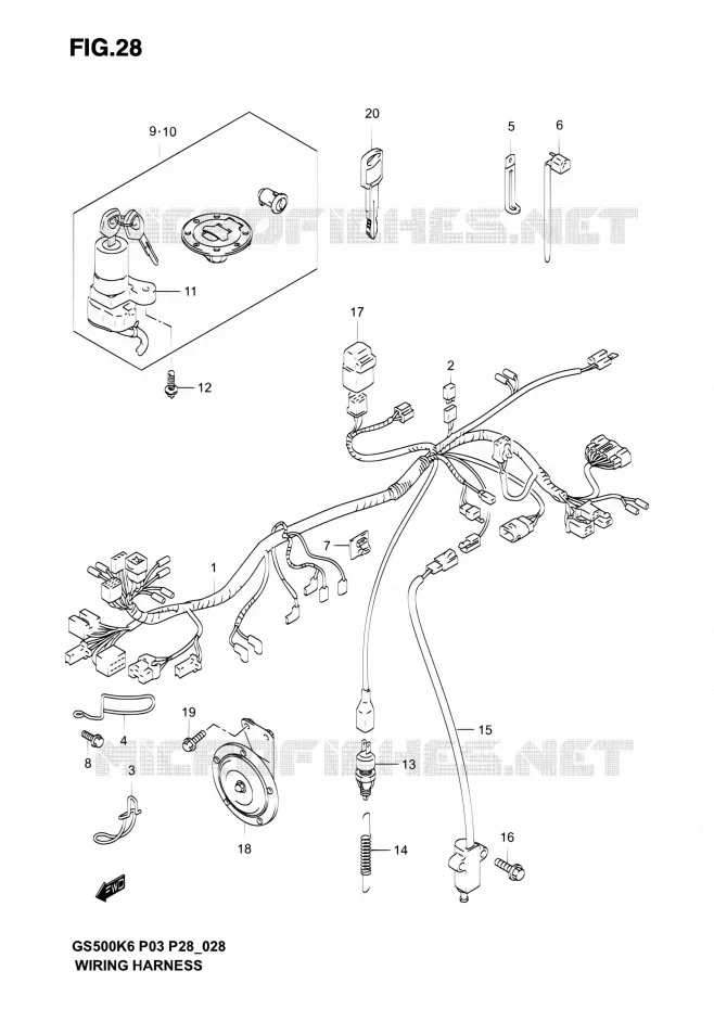 FAISCEAU ELECTRIQUE (MODELE K3) Suzuki MOTO 500 GS-E 2003  GS500 K3 (P03,P28,P33)