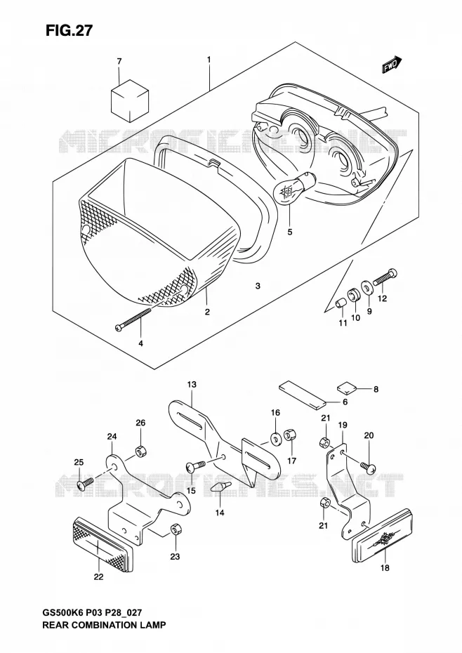 FEU ARRIERE (MODELE K3) Suzuki MOTO 500 GS-E 2003  GS500 K3 (P03,P28,P33)