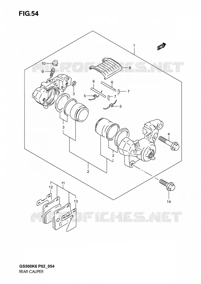 ETRIER DE FREIN ARRIERE (MODELE K3) Suzuki MOTO 500 GS-E 2003  GS500 K3 (P19,P24,P54)