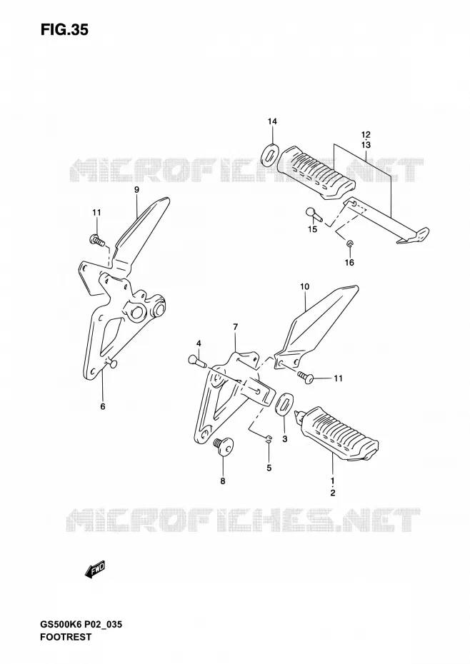 REPOSE PIED Suzuki MOTO 500 GS-E 2003  GS500 K3 (P19,P24,P54)