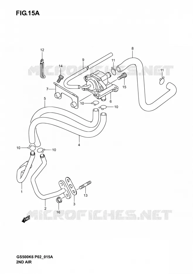 SYSTEME RECYCLAGE GAZ ECHAPPEMENT (MODEL K4/K5/K6 P02, P19, P54) Suzuki MOTO 500 GS-E 2003  GS500 K3 (P19,P24,P54)