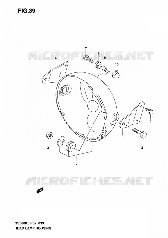 BOL DE PHARE (WITHOUT COWLING) Suzuki MOTO 500 GS-E 2004  GS500 K4 (P02,P19,P24,P54)