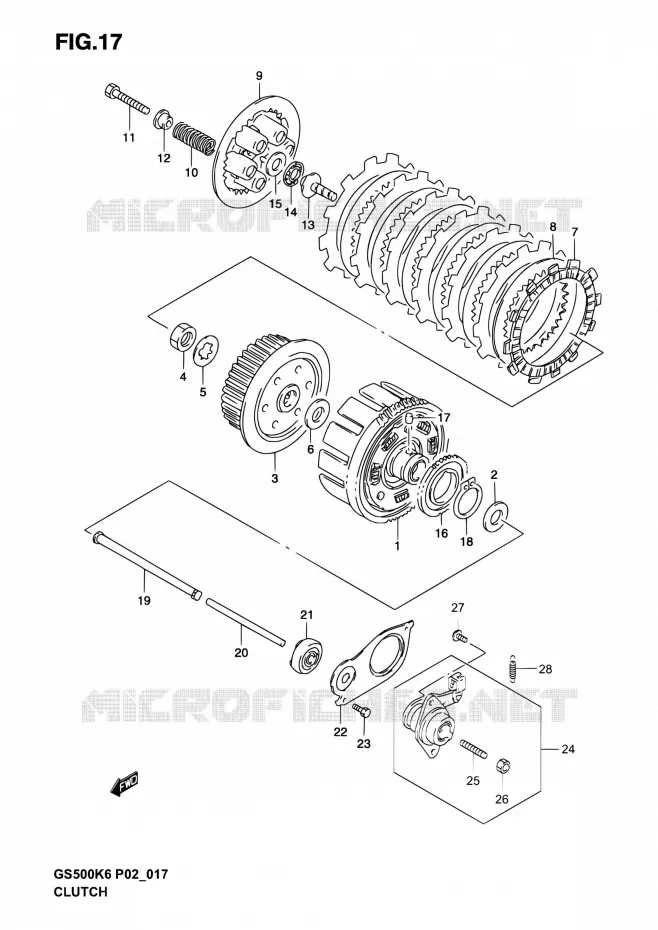 EMBRAYAGE Suzuki MOTO 500 GS-E 2004  GS500 K4 (P02,P19,P24,P54)