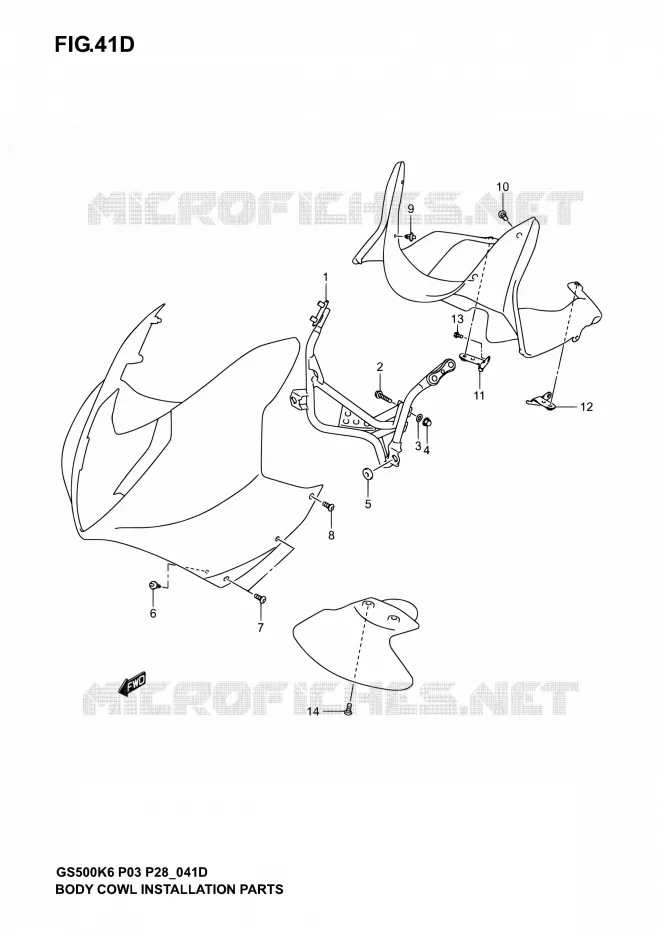 ARAIGNEE AVANT  (GS500FK4/K5/K6) Suzuki MOTO 500 GS-E 2004  GS500 K4/GS500F K4 (P03,P28,P33)