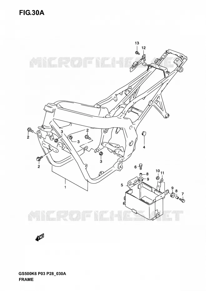 CADRE (MODELE K4/K5/K6) Suzuki MOTO 500 GS-E 2004  GS500 K4/GS500F K4 (P03,P28,P33)