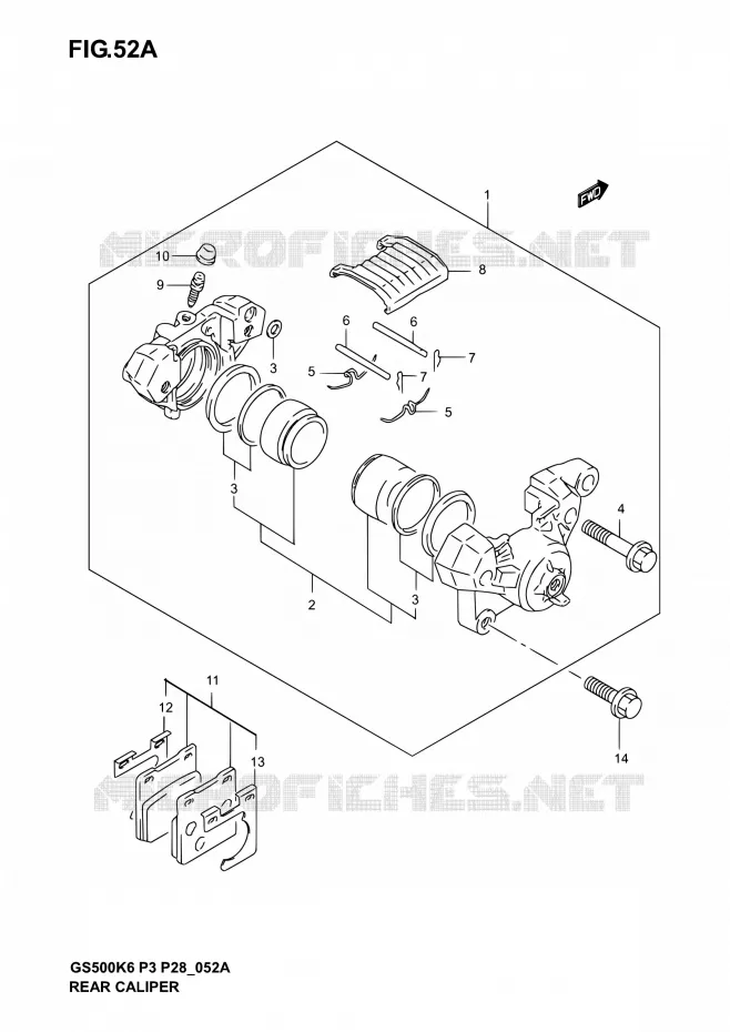 ETRIER DE FREIN ARRIERE (MODELE K4/K5/K6) Suzuki MOTO 500 GS-E 2004  GS500 K4/GS500F K4 (P03,P28,P33)