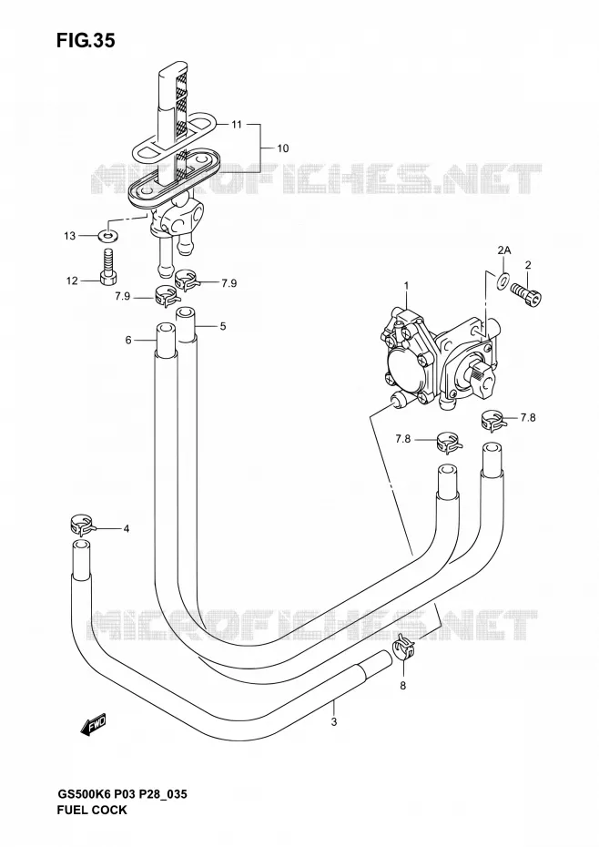 ROBINET D'ESSENCE Suzuki MOTO 500 GS-E 2004  GS500 K4/GS500F K4 (P03,P28,P33)