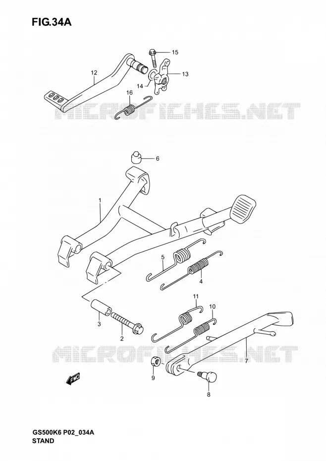 BEQUILLE (MODELE K4/K5/K6) Suzuki MOTO 500 GS-E 2005  GS500 K5 (P02,P19,P24,P54)