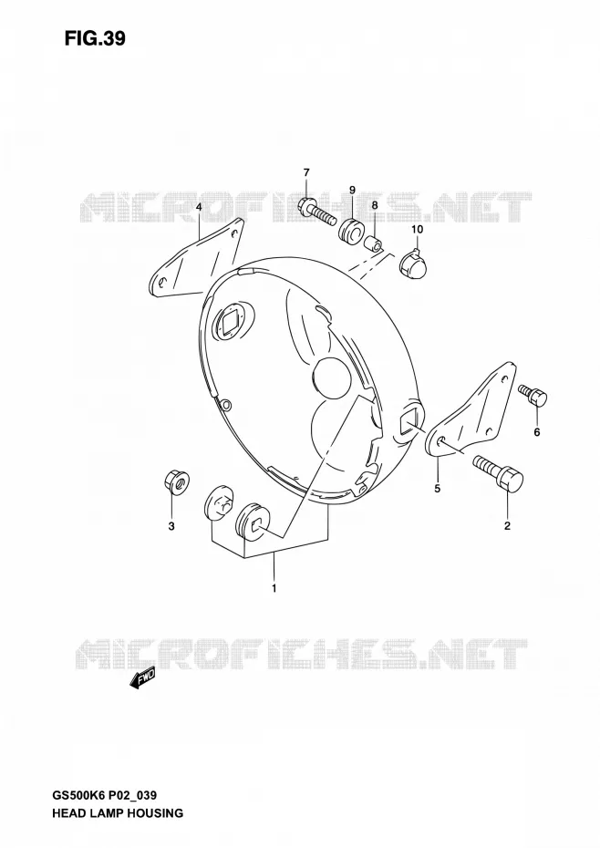 BOL DE PHARE (WITHOUT COWLING) Suzuki MOTO 500 GS-E 2005  GS500 K5 (P02,P19,P24,P54)