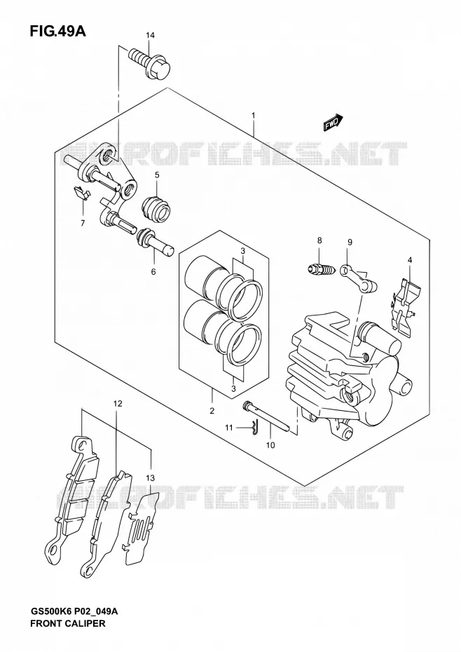 ETRIER DE FREIN AVANT (MODELE K4/K5/K6) Suzuki MOTO 500 GS-E 2005  GS500 K5 (P02,P19,P24,P54)