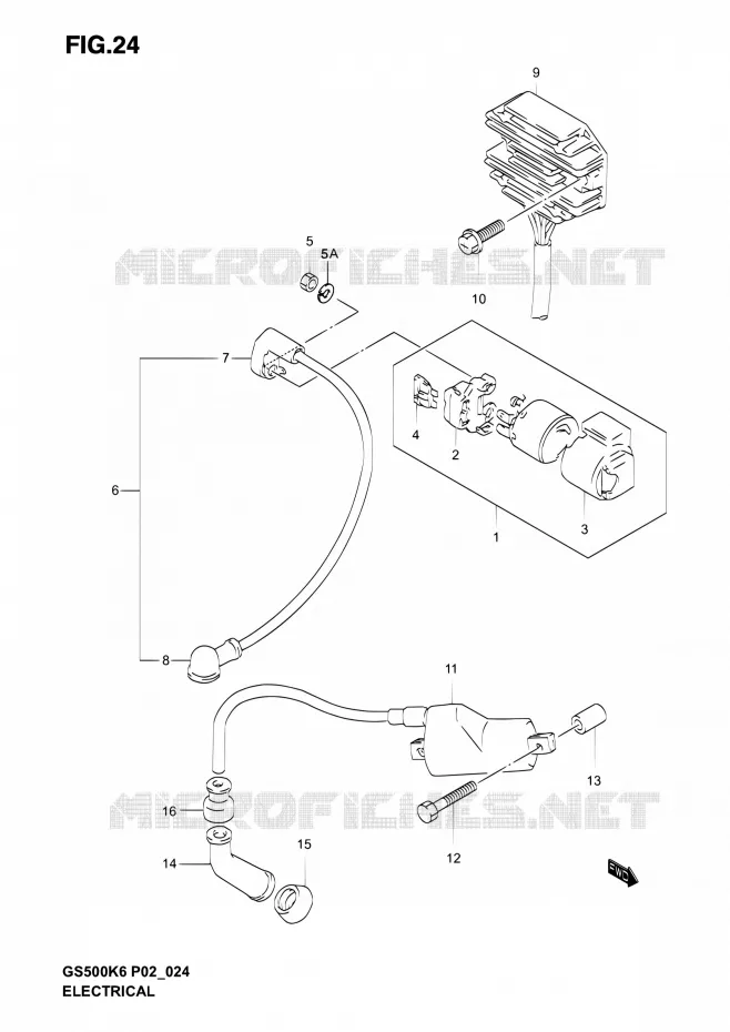 PARTIE ELECTRIQUE Suzuki MOTO 500 GS-E 2005  GS500 K5 (P02,P19,P24,P54)