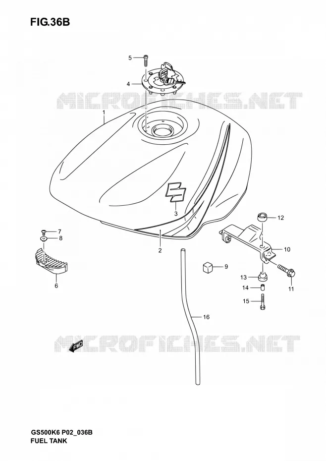 RESERVOIR D'ESSENCE (MODELE K5) Suzuki MOTO 500 GS-E 2005  GS500 K5 (P02,P19,P24,P54)