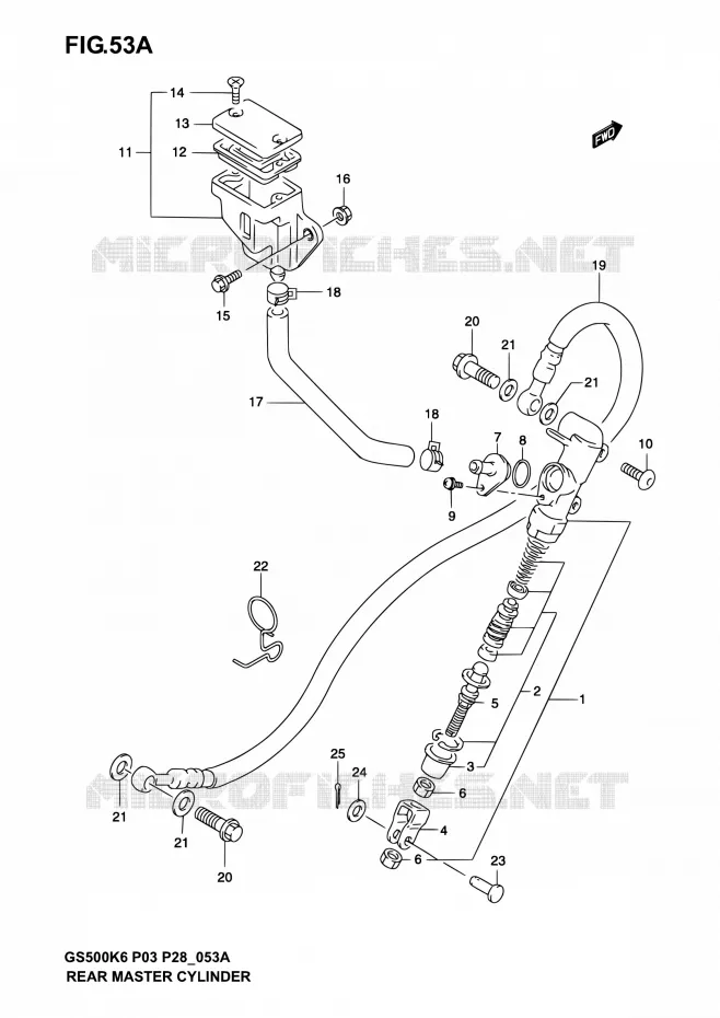 MAITRE CYLINDRE ARRIERE (MODELE K4/K5/K6) Suzuki MOTO 500 GS-E 2005  GS500 K5/GS500F K5 (P03,P28,P33)